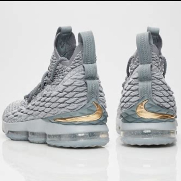 lebron 15 grey gold